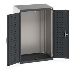 cubio cupboard with perfo doors. WxDxH: 800x650x1200mm. RAL 7035/5010 or selected Bott Cubio Empty Heavy Duty Tool Cupboard Housing